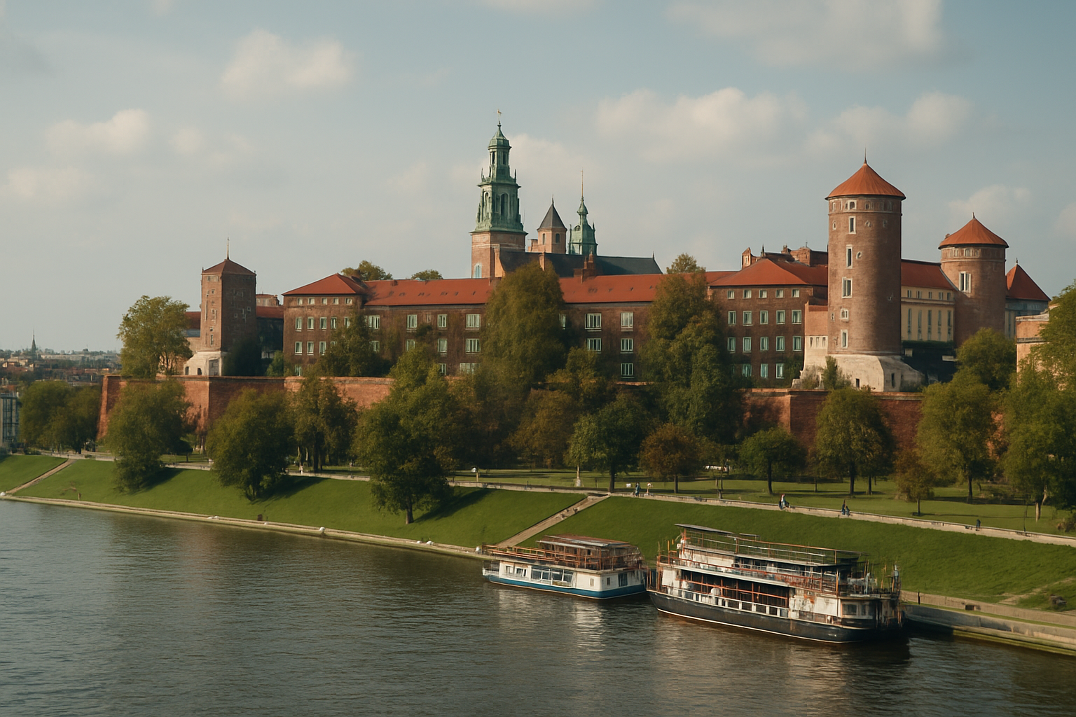 Panorama Krakowa z Wawelem i Wisłą